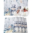 thumbnail image 1 of Rdsfhsp Christmas Snowman Winter Placemats Set of 4 Washable Table Mats for Kitchen Dining Table, Winter Linen Place Mats for Holiday Decoration, 12x18 in, 1 of 5