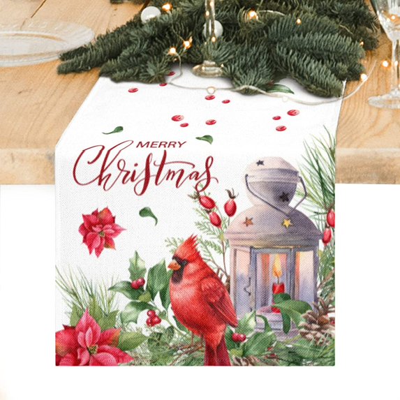 Rdsfhsp Christmas Table Runner, Farmhouse Burlap Xmas Table Runner 72 Inches Long Kitchen Dining Christmas Table Decorations for Indoor Outdoor Home Party Decor