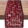 thumbnail image 1 of Rdsfhsp Christmas Table Runner Red Buffalo Check Tablecloth Xmas Snowflake Cover Rustic Kitchen Plaid Dinner Decor for Holiday Party(Cute Merry Christmas,13 x 72 Inch), 1 of 5