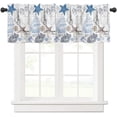 thumbnail image 1 of Rdsfhsp Coastal Sailing-style Sailing Boat Starfish Shell Coral Pattern Light Filtering Polyester Rod Pocket kitchen Valances Curtains for Windows 54x18 inch, 1 of 5