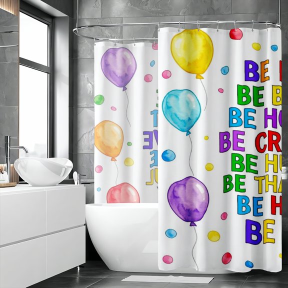 Rdsfhsp Colorful Balloon Motivational Kids Quote Shower Curtain 72x72 Inch, Waterproof Heavy Duty Fabric Set with Hooks Included, Machine Washable Mildew Resistant Bath Curtain