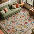 thumbnail image 1 of Rdsfhsp Colorful Floral Velvet Area Rug, Mixed Flower Botanical Pattern Soft Carpet for Bedroom Living Room Dining Room Cottage Home Decor, 1 of 5