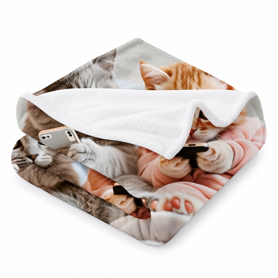 Rdsfhsp Cute Cat Couple Soft Flannel Throw Blanket, Ultra Soft Plush Fleece Blanket for Couch Sofa Bed, Cozy Cat Lover Blanket for Bedroom, Living Room and Home Decor 50"x40"