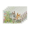 thumbnail image 1 of Rdsfhsp Easter Bunny Flower Placemats Set of 4, Heat Resistant Table Place Mats for Holiday Home Kitchen Dining Table Decoration 12 x 18 Inches, 1 of 5