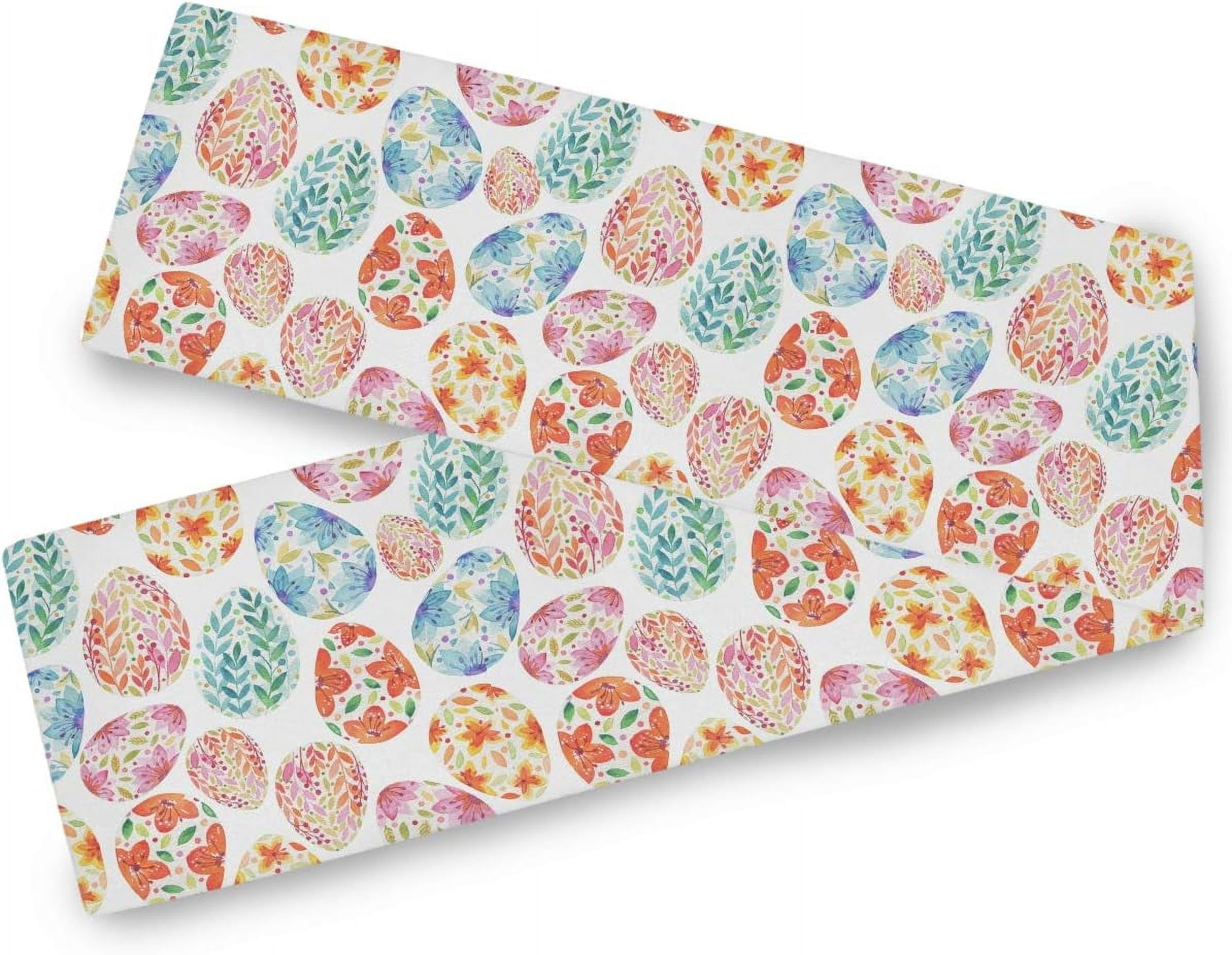 Girlly Easter Eggs Table Runner - 13x72 Inch Seasonal Holiday Dining Table Decor - View #9