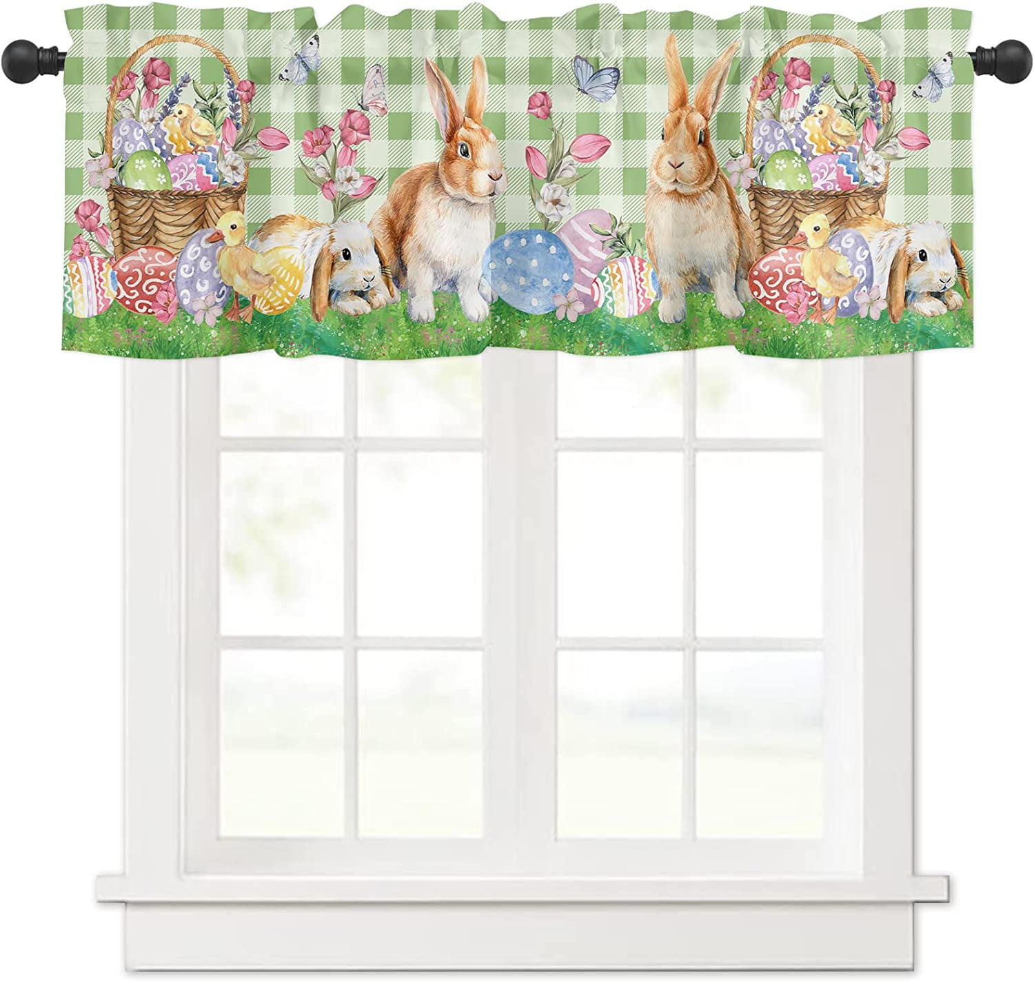 Rdsfhsp Easter Curtain Valance for Windows/Living Room/Kitchen/Bathroom ...
