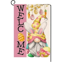 Rdsfhsp Easter Gnome Garden Flag 12x18 Vertical Double Sided Welcome Spring Easter Eggs Farmhouse Holiday Outside Decorations Linen Yard Flag