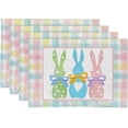 thumbnail image 1 of Rdsfhsp Easter Placemats 12x18 Inches Set of 4, Bunny Rabbit Pink Spring Holiday Farmhouse Linen Buffalo Plaid Indoor Table Mats Decorations for Holiday Home Dinner Party, 1 of 5