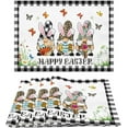 thumbnail image 1 of Rdsfhsp Easter Placemats Set of 4, Black White Buffalo Plaid Gnome Flower Spring Summer Heat Resistant Linen Place Mats, Holiday Party Dining Table Mat for Farmhouse Home Kitchen Decor, 1 of 5