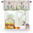 thumbnail image 1 of Rdsfhsp Easter Rabbit Kitchen Window Valance Curtain Cute Bunny Spring Flower Eggs Privacy Rod Pocket Panel Short Curtain Valances, Pink Buffalo Check Drapes for Bedroom Bathroom Windows 54x18 Inch, 1 of 5