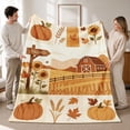 thumbnail image 1 of Rdsfhsp Farmhouse Pumpkin Flannel Fleece Blanket, Rustic Country Fall Throw Blanket, Soft Cozy Warm Blanket for Bedroom Sofa Decor 50"x40", 1 of 5
