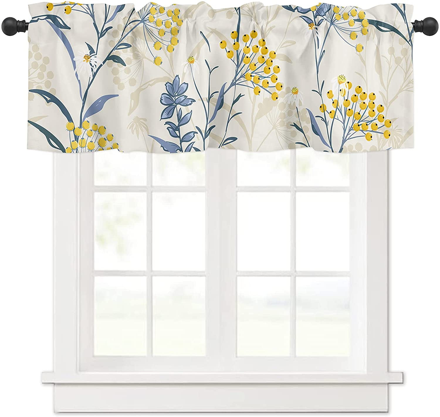 Rdsfhsp Flower Valances for Windows Flower Fruit Leaf Vintage Yellow