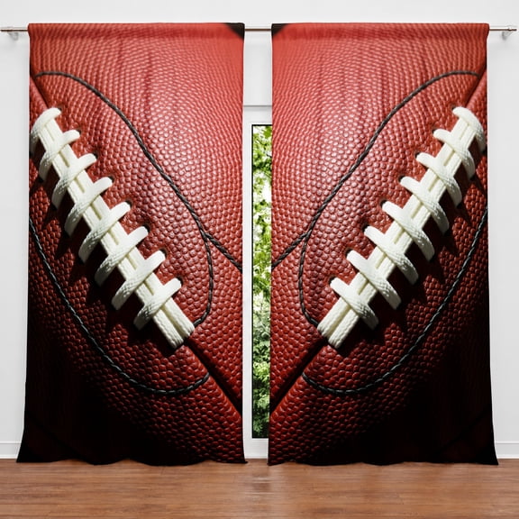 Rdsfhsp Football Texture Window Curtains 2 Panels, Sports Theme Decorative Polyester Curtain Panel Pairs with Rod Pocket for Game Room 52"×84"