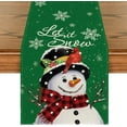 thumbnail image 1 of Rdsfhsp Green Snowman Let It Snow Winter Table Runner, Seasonal Christmas Kitchen Dining Table Decoration for Home Party Decor 13x72 Inch, 1 of 5