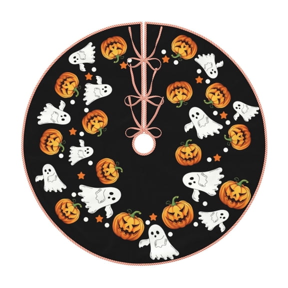 Rdsfhsp Halloween Funny Pumpkin Ghost Trees Skirts 30", Halloween Xmas Tree Cloth Mats for Holiday Party Decor Gift