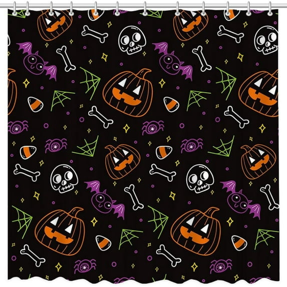 Rdsfhsp Halloween Shower Curtain Halloween Pumpkin Bathroom Curtain Ghost Spider Bathtubs Decor 72x72 In