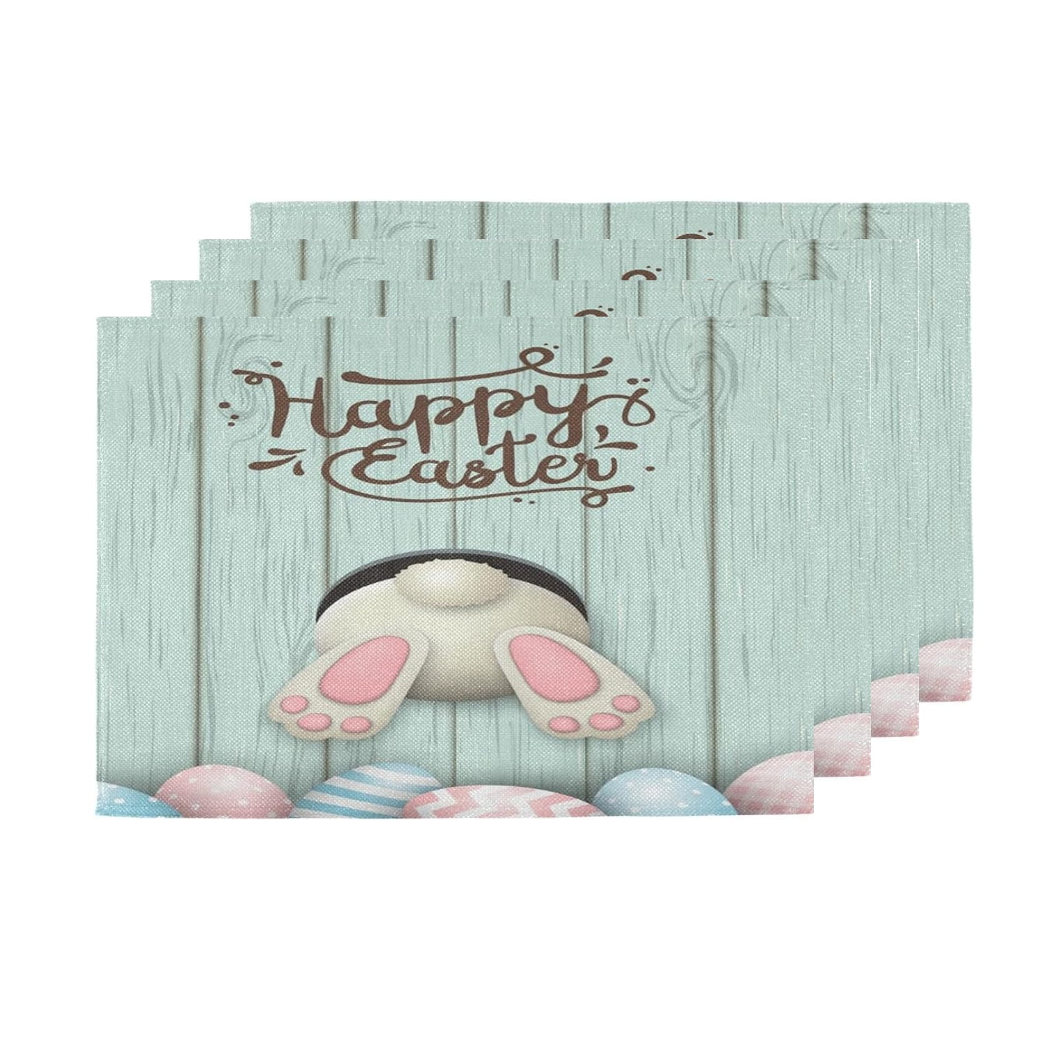 Rdsfhsp Happy Easter Eggs Bunny Rabbit Placemats Set of 4, Heat