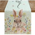 thumbnail image 1 of Rdsfhsp Happy Easter Table Runner 13x72 Inches, Bunny Rabbit Floral Spring Holiday Farmhouse Polka Dot Green Burlap Indoor Table Decorations for Home Kitchen Dining Table, 1 of 5
