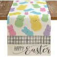 thumbnail image 1 of Rdsfhsp Happy Easter Table Runner 13x72 Inches, Bunny Rabbit Spring Holiday Farmhouse Burlap Buffalo Plaid Indoor Table Decorations for Home Kitchen Dining Table, 1 of 5