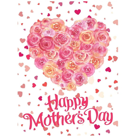 Rdsfhsp Happy Mother's Day Pink Roses Floral Linen Garden Flag Double Sided 12" x 18" for Yard Outdoor Decoration