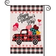 thumbnail image 1 of Rdsfhsp Happy Valentine's Day Garden Flag for Outside, 12x18 Inch Double Sided Linen, Black White Buffalo Plaid Truck with Love Heart, Valentine Day Yard Small Flag Decors for Outdoor Anniversary, 1 of 5