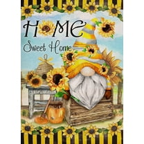 Rdsfhsp Home Sweet Home Gnome Sunflower Spring Summer Small Decorative Garden Flag, Bee Honey Yard Home Outside Black Yellow Stripe Flag Decoration, Fall Farmhouse Outdoor Decor Double Sided 12x18
