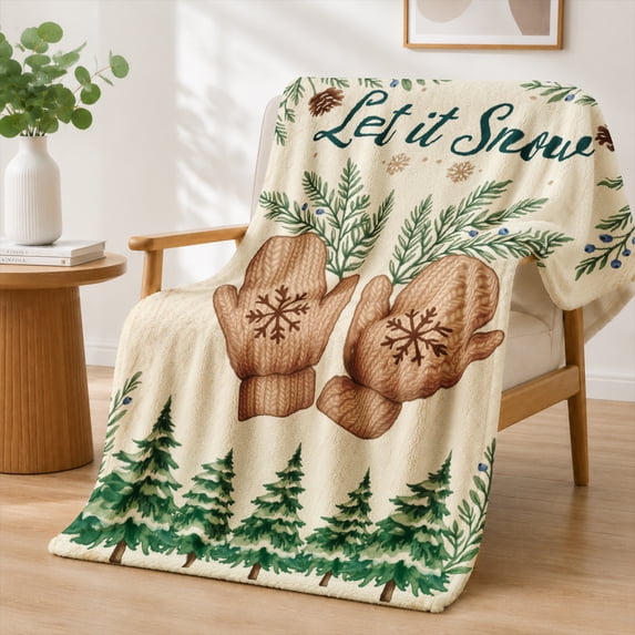 Rdsfhsp Let It Snow Flannel Fleece Throw Blanket, Winter Holiday Snowflake Soft Blanket for Couch Bed Decoration 80"x60"