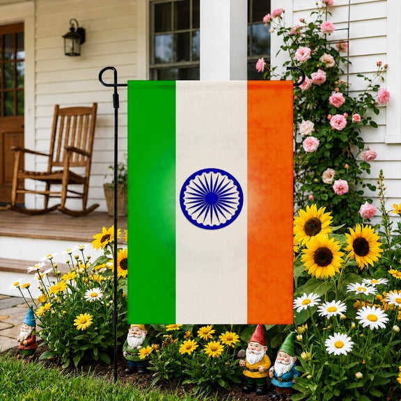 Rdsfhsp Linen Garden Flag Flag Of India Tricolor National Patriotic Farmhouse Yard Decor Heritage Pride Outdoor Porch Banner Double Sided Decoration 12x18