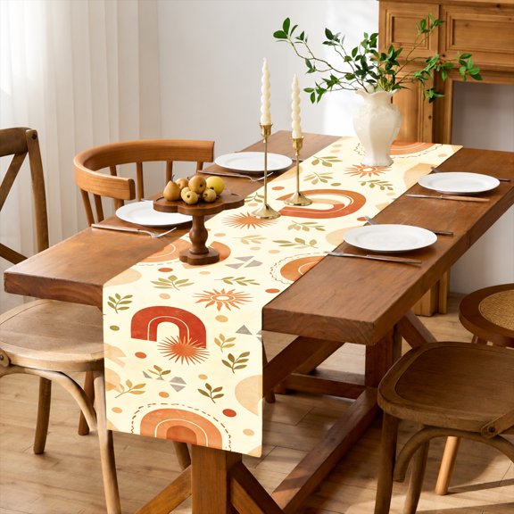 Rdsfhsp Linen Table Runner Boho Rainbow Geometric Table Runner Modern Rustic Kitchen Dining Room Table Decoration Farmhouse Cover