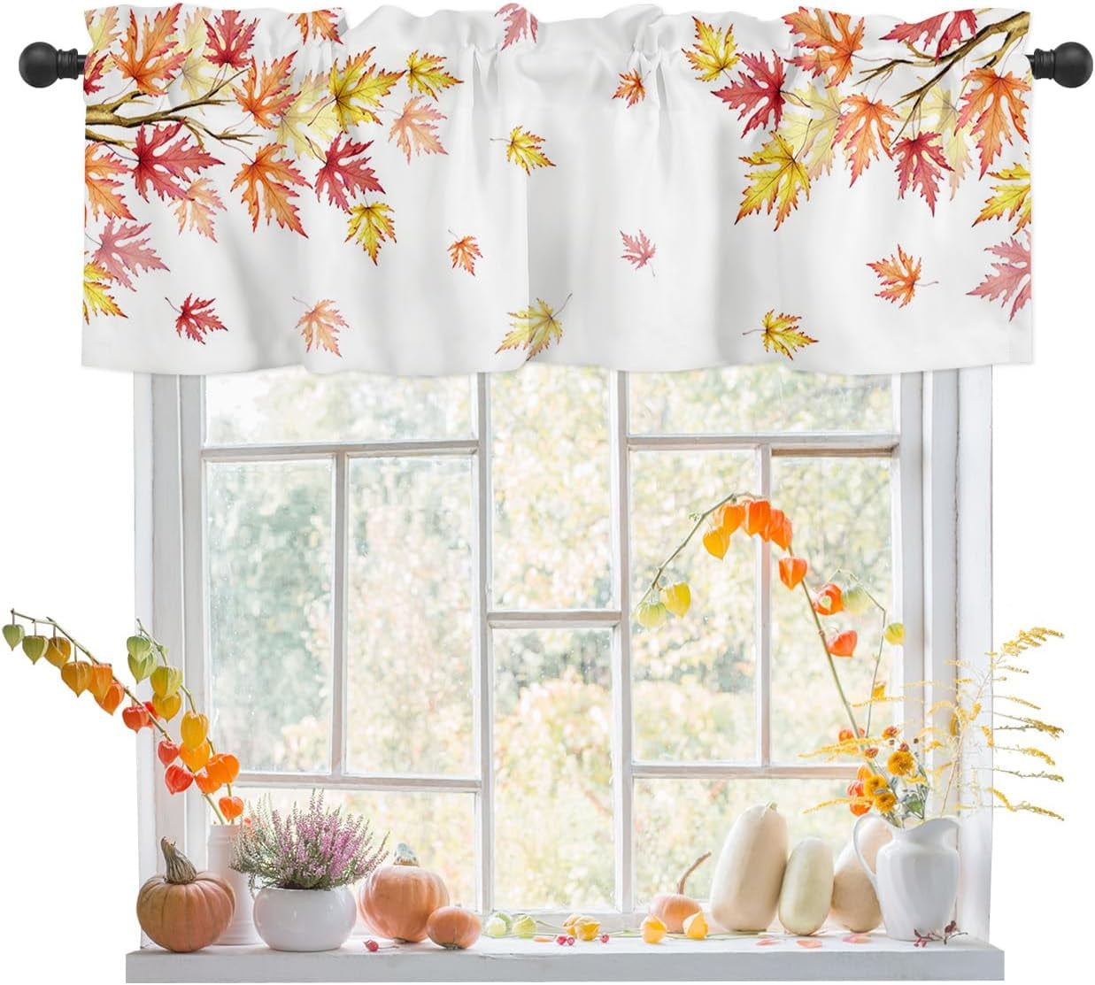 Rdsfhsp Maple Leaves Valances for Windows, Kitchen Valances for Window ...