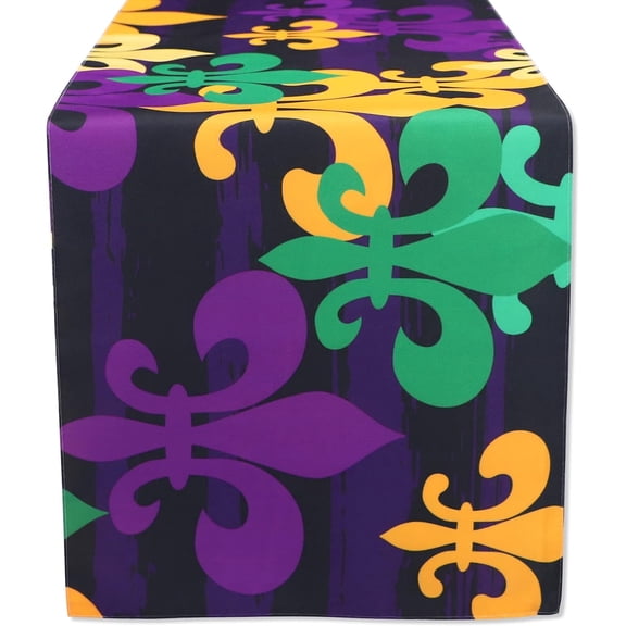 Rdsfhsp Mardi Gras Carnival Table Runner 13x72 Inch Double Sided, Colorful Linen Rectangle Table Cloth for Holiday Kitchen Party Dining Home Decor