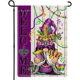 thumbnail image 1 of Rdsfhsp Mardi Gras Gnome Linen Garden Flags for Outside, Mask Feather Beads New Orleans Carnival Garden Flags 12x18 Double Sided, 1 of 5