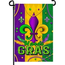 Rdsfhsp Mardi Gras Linen Garden Flag 12x18 inch Double Sided Fleur de Lis Yard Flags for Outside Decoration