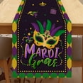 thumbnail image 1 of Rdsfhsp Mardi Gras Mask Purple Green Table Runner, Carnival New Orleans Masquerade Home Kitchen Decor, Brazil Festival Indoor Outdoor Dining Decoration Holiday Party 13x72 Inch, 1 of 5
