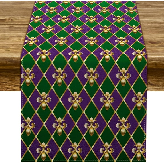 Rdsfhsp Mardi Gras Table Runner Carnival Masquerade New Orleans Holiday Party Kitchen Dining Home Decoration 13" x 72"