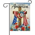 thumbnail image 1 of Rdsfhsp Memorial Day God Bless America Decorative Linen Garden Flag, Patriotic Religious Cross Floral Yard Flag for Outside Home Decoration 12x18 inch, 1 of 5