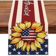 thumbnail image 1 of Rdsfhsp Memorial Day God Bless The USA Table Runner, July 4th Patriotic Religious Cross Christian America Kitchen Dining Table Decor, Veterans Day Home Decoration Indoor Outdoor Party 13x72 Inch, 1 of 5