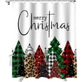 thumbnail image 1 of Rdsfhsp Merry Christmas Shower Curtain, Buffalo Plaid Xmas Tree Winter Forest Farmhouse Polyester Shower Curtains with Hooks, Red Green Waterproof Bathroom Curtains Decor 72 X 72 inch, 1 of 5