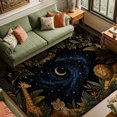 thumbnail image 1 of Rdsfhsp Mystical Jungle Velvet Area Rug, Tiger Lion Giraffe Botanical Night Sky Pattern Soft Carpet for Bedroom Living Room Home Decor, 1 of 5