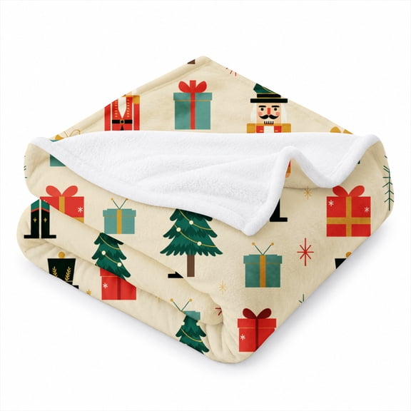 Rdsfhsp Nutcracker Christmas Gift Pattern Soft Flannel Throw Blanket, Ultra Soft Plush Fleece Blanket for Couch Sofa Bed, Cozy Holiday Blanket for Winter Home Decor and Seasonal Gifts 50"x40"