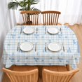 thumbnail image 1 of Rdsfhsp Oval Tablecloth, Blue Grid Floral Table Cover for Dining Table, Washable Kitchen Tablecloth, Reusable Table Protector, Modern Country Home Decor, 1 of 4