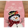 thumbnail image 1 of Rdsfhsp Pink Snowman Let It Snow Winter Table Runner, Seasonal Christmas Kitchen Dining Table Decoration for Home Party Decor 13x72 Inch, 1 of 5
