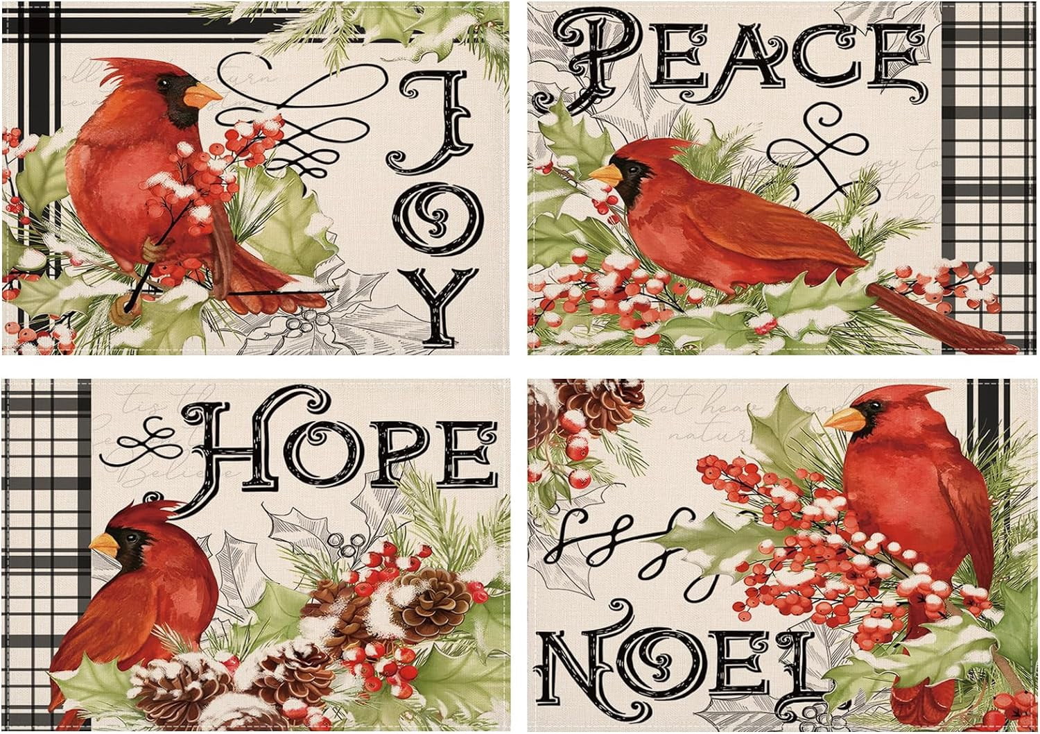 Christmas Cardinals Placemat Set of 4