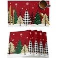 thumbnail image 1 of Rdsfhsp Red Merry Christmas Placemats Set of 4, Green Christmas Tree Table Place Mats White Snow Forest Winter Linen Table Linens for Kitchen Dining Party Holiday Decor, 1 of 5