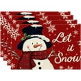 thumbnail image 1 of Rdsfhsp Red Snowman Let It Snow Table Mats Winter Christmas Placemats Set of 4 for Dining Table 12x18 Inch Seasonal Xmas Holiday Table Mats Decor for Party Kitchen Dining Table, 1 of 5