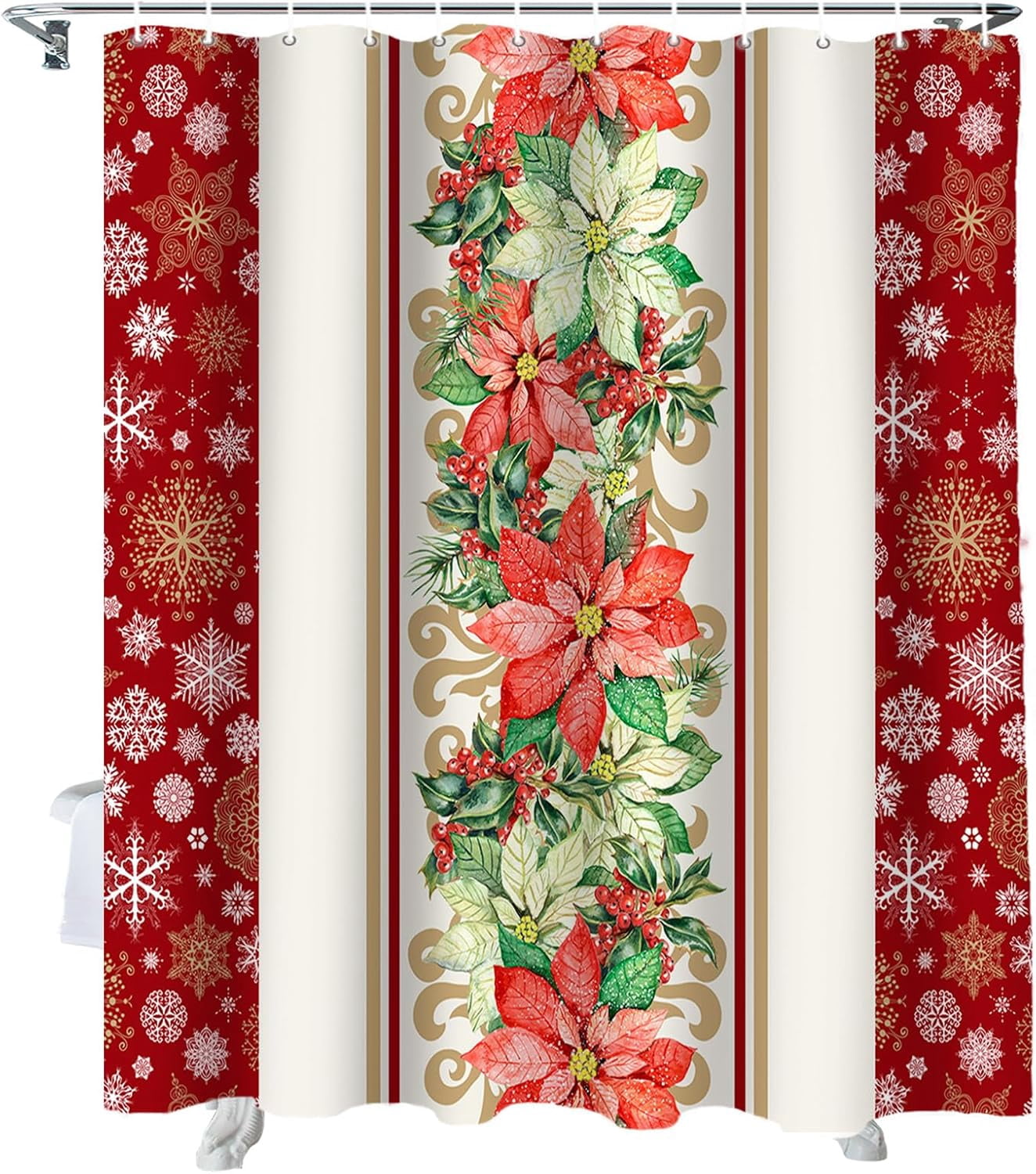 Red Rose Shower Curtain, Romantic Blooming Red Floral