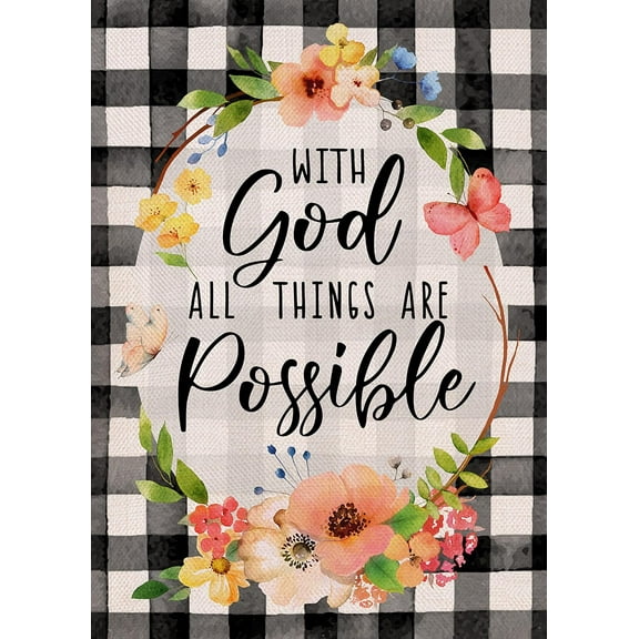 Rdsfhsp Religious Small Decorative Garden Flag, Spring Inspirational Faith Yard Flag Buffalo Plaid Check Outside Decoration, Summer Outdoor Decor 12x18