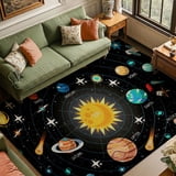 Patterned Rug Kids Rdsfhsp Solar System Velvet Area Rug, Labeled Planets Sun and Stars ...