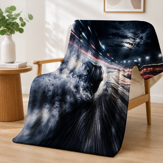 Rdsfhsp Speed Racing Car Night Motion Track Flannel Throw Blanket Soft Warm Cozy Fleece Blanket for Teens Boys Bedroom Decor