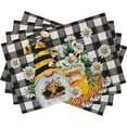 thumbnail image 1 of Rdsfhsp Spring Bee Gnome Daisy Buffalo Check Plaid Linen Placemats Set of 4 for Dining Table 12"x18", 1 of 5